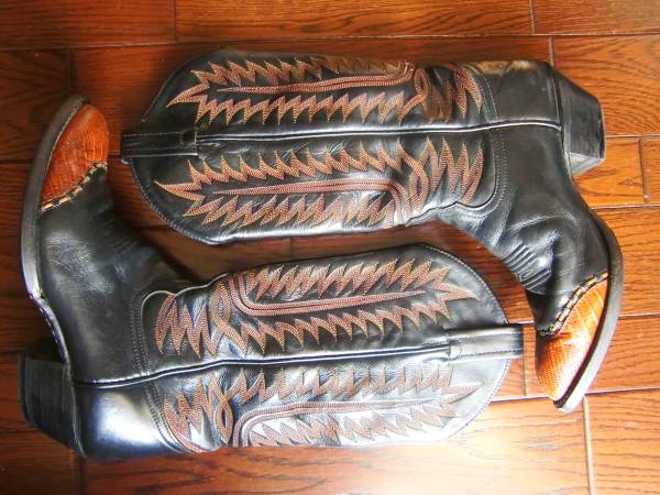 トニーラマ リザード チップ ウエスタン ブーツ 黒茶 5.5 トカゲ ＴｏｎｙＬａｍａ カウボーイ