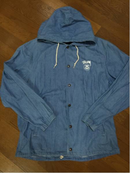 Stussyステューシー春秋デニムジャケット薄手インディゴXL