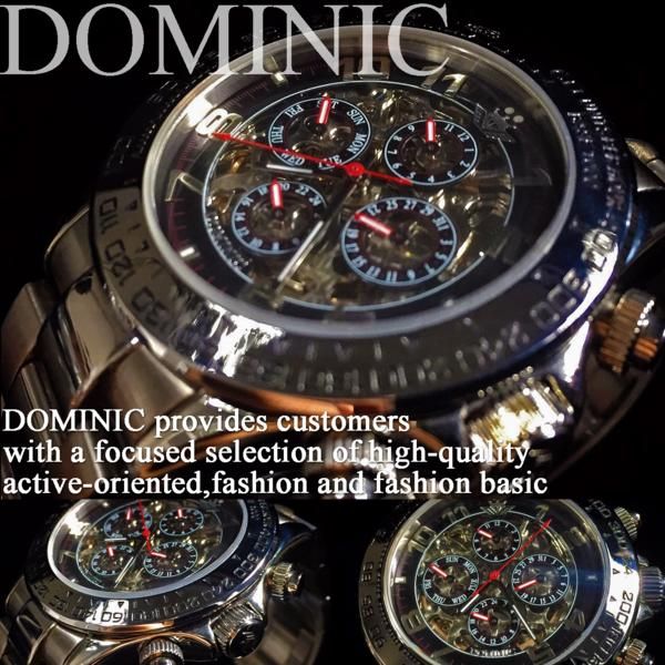 DOMINIC ドミニク フルスケルトン 自動巻き 腕時計 クロノグラフ