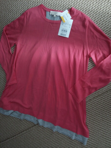 自由区今季新品濃い目ピンクウール100チュニックニット38