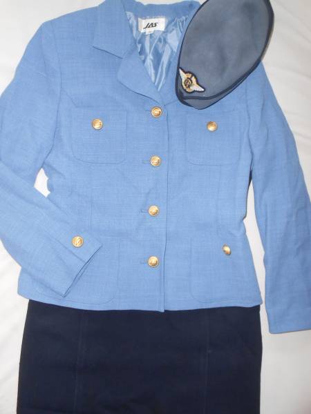 JAS 日本エアシステム スチュワーデス客室乗務員制服・帽子計4点(日本