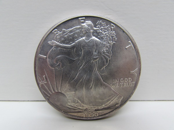 アメリカ 1ドル銀貨　1990年　ウォーキングリバティ 美品