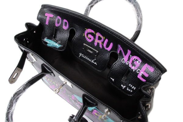 未使用☆GUERNIKA ゲルニカ◇ペイント レザーバッグ バーキン 黒(皮革