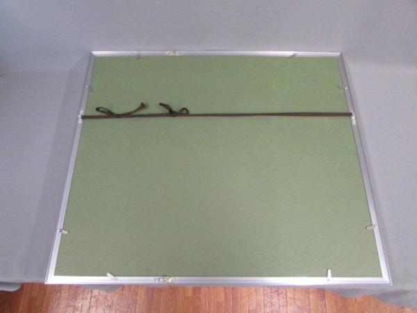 【輪島塗　角野岩次】沈金・松葉紋様漆芸額　布張・元箱　五島屋