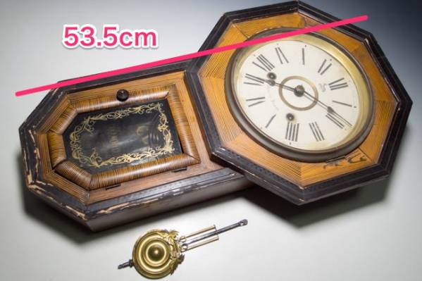 TAKANO'S CLOCK FACTORY 壁掛時計 動作良好 大正昭和 柱時計