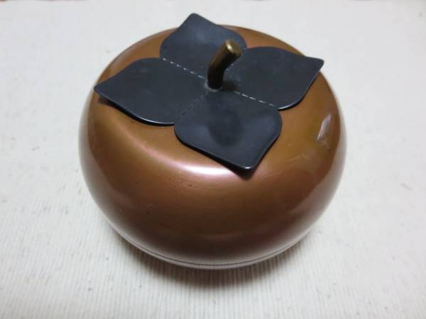 幸来堂　銅の茶入れ　柿　★純銅