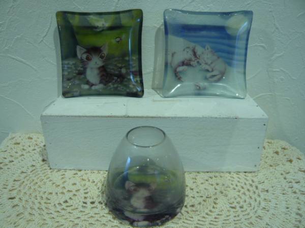 ダヤン　わちふぃーるど　ガラス皿　一輪挿し