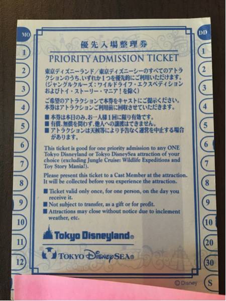 送料無料 ディズニー 優先入場整理券 ファストパス ランド シー