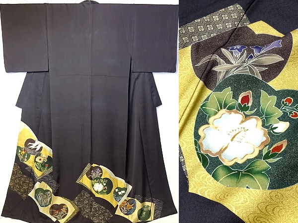 演劇☆正絹 和本刺繍花柄 男仕立て着物【大衆演劇 役者】#155 大衆演劇