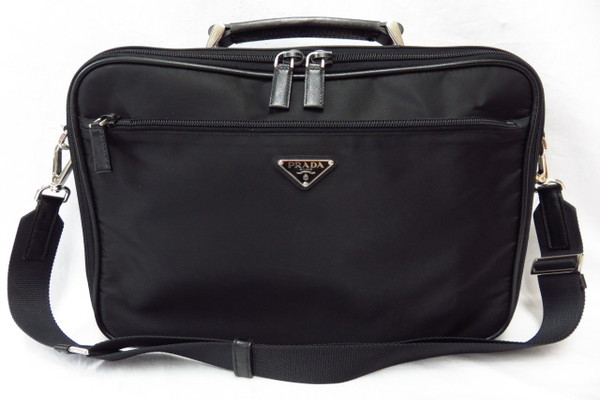 ◇PRADA/プラダ ナイロン&レザー ショルダーバッグ◇ブラック