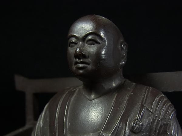 董芸】高野山 奥之院 刻印 銅製 弘法大師像 空海 木製厨子 高野山 奥の院