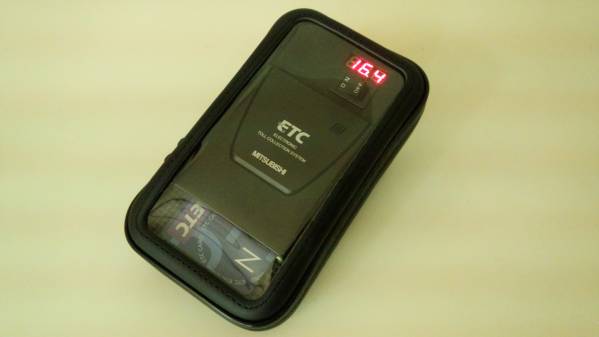 ETC　軽登録　乾電池式　バイクにも　ナビケース収納　261