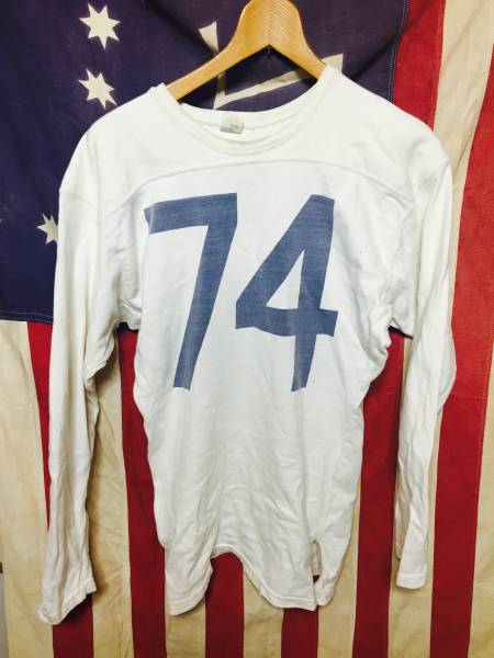ビンテージ70年代74染み込みフットボールtシャツsレアチャン