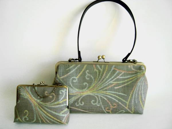 着物リメイク／パステルバッグとポーチ／ハンドメイド