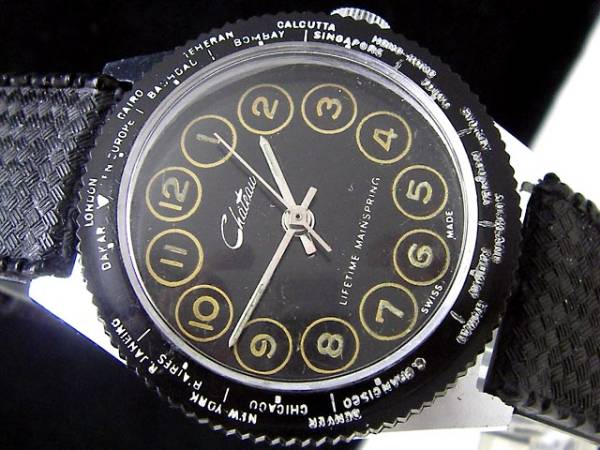 70sスイス CHATEAU ワールドタイム ビンテージ アンティーク