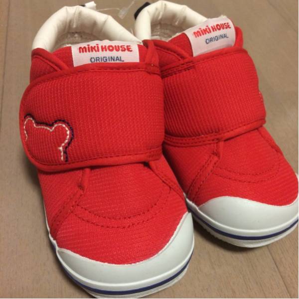 新品★mikiHouseミキハウスセカンドシューズ14，5cm赤色日本製