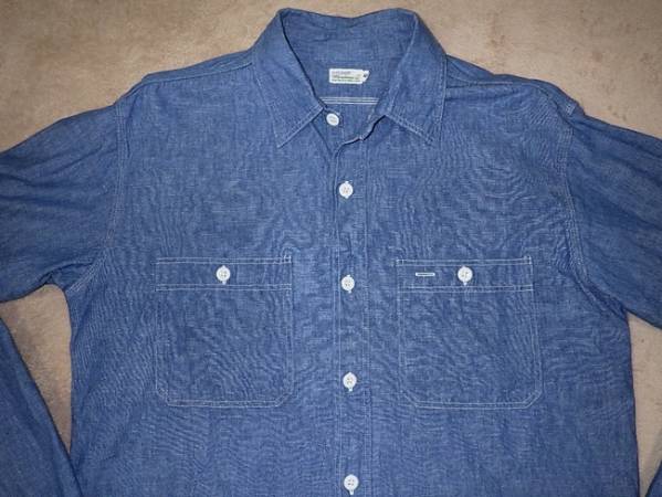 状態良 ウエアハウスのトリプルステッチシャンブレーシャツ (40)
