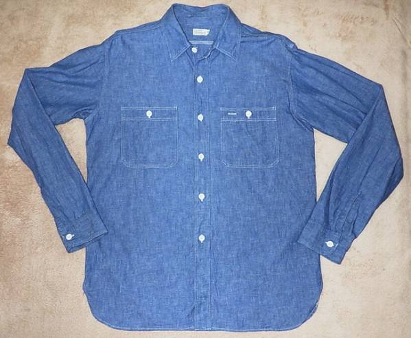 状態良 ウエアハウスのトリプルステッチシャンブレーシャツ (40)