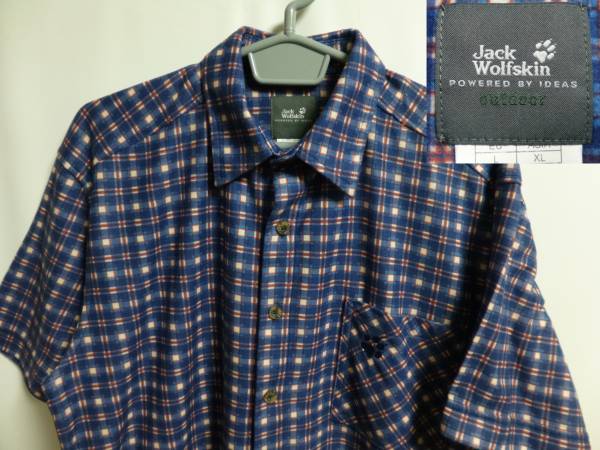 ジャックウルフスキン 半袖フリース地風チェック柄シャツ 伊製
