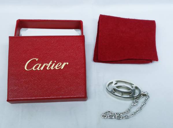 2C カルティエ ダブルC シルバー ロゴ ネックレストップ Cartier 良品 2C カルティエ ダブルC シルバー ロゴ ネックレストップ Cartier 良品