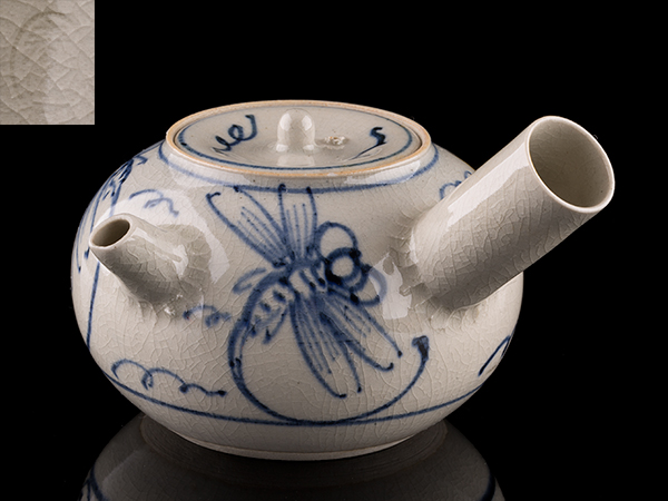 真】煎茶道具 春峰造 白泥染付蜻蛉図急須 ボウフラ 初品 b32 【公式通販】