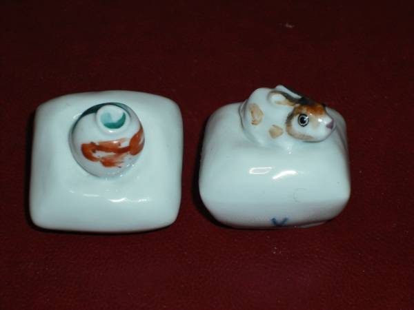 ●マイセン●ミニチュアフィギュア●２個セット●うさぎ●金魚●