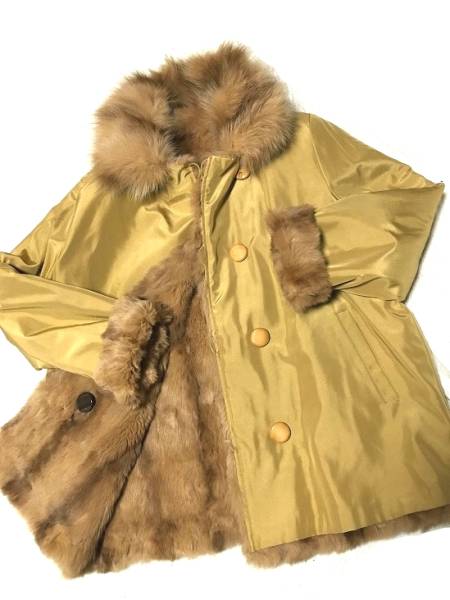 ブルーフォックス　毛皮　シルク　リバーシブル　コート　ア051