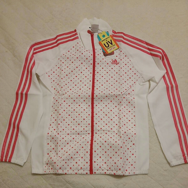 新品*adidas*ウインドブレーカー*M(157-163)*白ピンク*紫外線防
