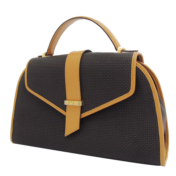 美品】イヴサンローラン YSL ヴィンテージ ハンドバッグ 紺 イヴ サン