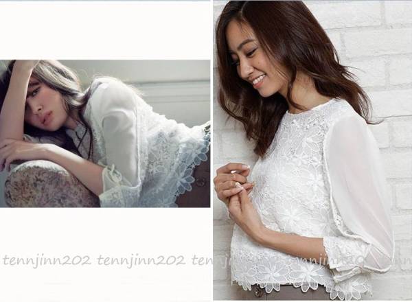 新★五分袖リラレースRirandtureブラウス（検ワンピース）★WH