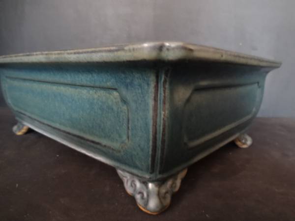 《富士山》【黎鳳】　海鼠釉入額隅入外縁雲足長方　38cm