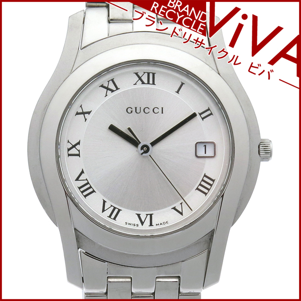 磨き済み グッチ GUCCI 5500M メンズ 腕時計 美品 電池新品 シルバー