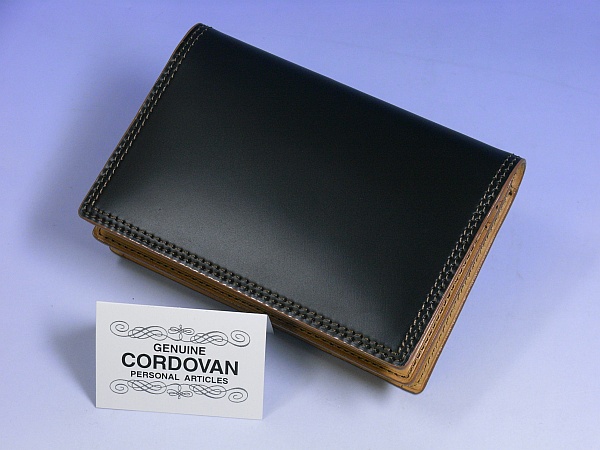 【破格出品】最高級コードバン 総マチ付き名刺入れ■黒 CO-4