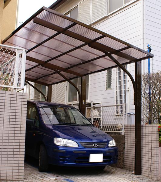 【送料無料】波板カーポート[ブロンズ] 間口2405奥行4802 波板付