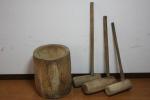 値下げ交渉可　臼40ｘ40ｘH47cm 杵3本セット 引渡限定