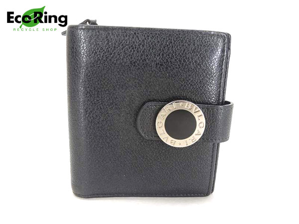 1円 美品 ブルガリ 黒 ビーゼロワンBzero1 二つ折り 財布 AL880