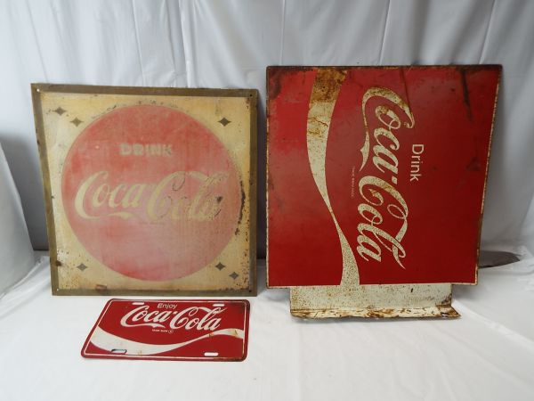 725☆コカコーラ看板3点 TRADE-MARK/鉄製他/Coca-Cola/送料500円
