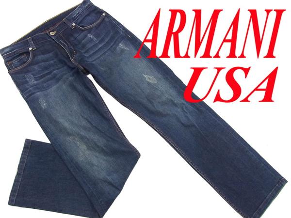 USA製▼アルマーニ ARMANI ダメージ加工 デニムパンツ ジーンズ