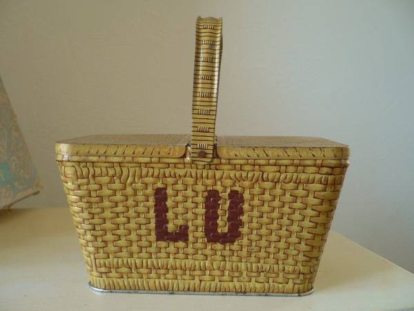 美品フランス アンティーク LU バスケット缶ビスケット パニエ (缶