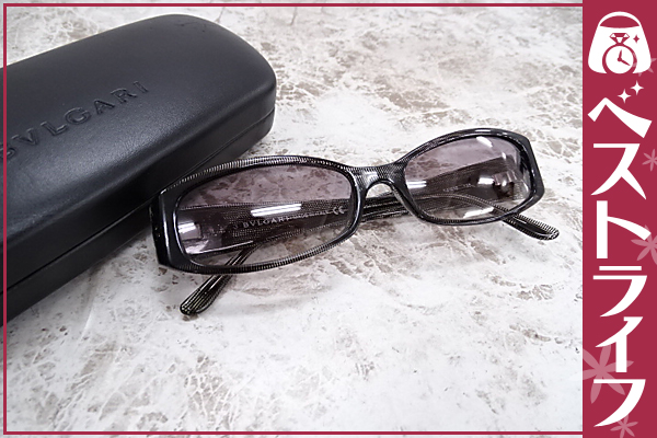1円 ブルガリ 467-B ラインストーン花 ケース付 サングラス