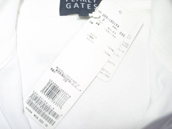 PEARLY GATESパーリーゲイツ89ロゴ鹿の子ポロシャツ白0未使用ESD