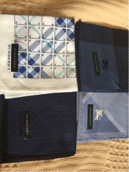★即決★未使用 バーバリー 紳士ハンカチ 4枚 送料込み