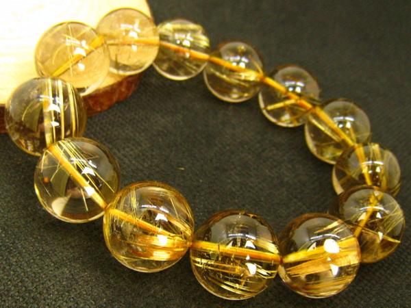 0802Q040茶色体☆【10A黄金タイチンルチル】ブレス16.8-17.8mm