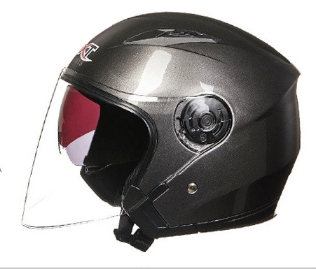 GX51AジェットヘルメットUVカットシールドダブル通気夏用半帽灰L