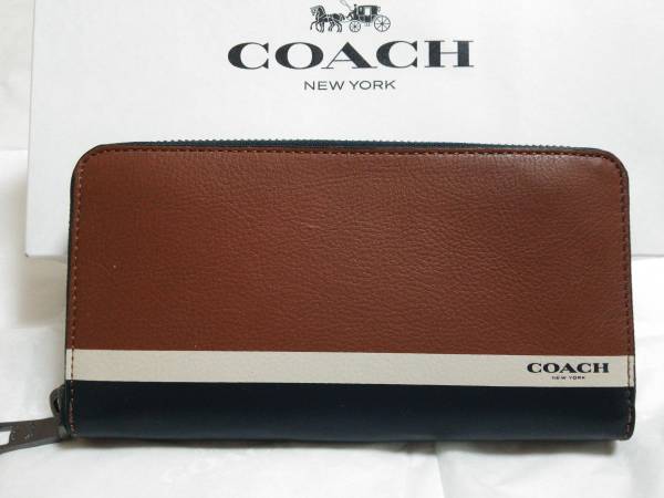 新品1円 本物 コーチ 長財布 メンズ スポーツ カーフ レザー