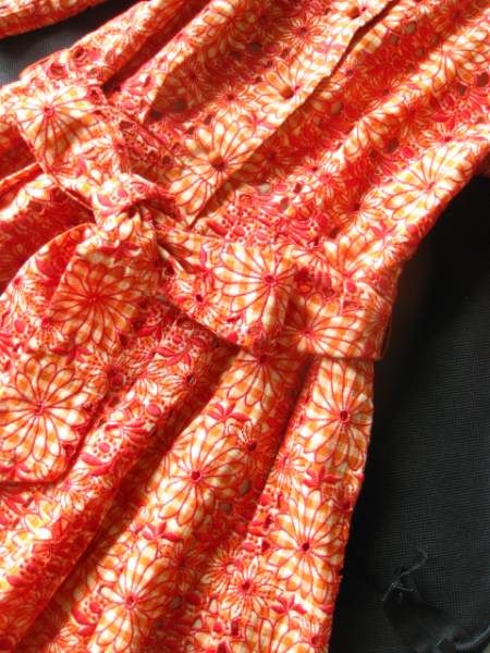 新同Sybillaシビラ最高級レース刺繍リネンワンピースMオレンジ セール