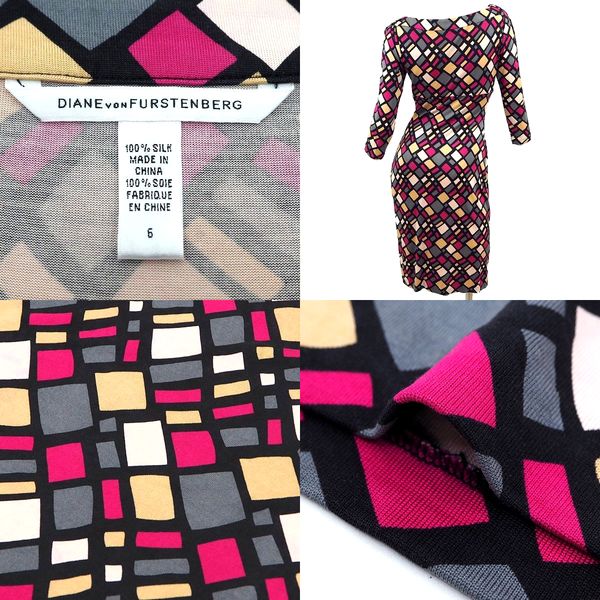 美品 DIANE VON FURSTENBERG シルクジャージワンピース 6 606028