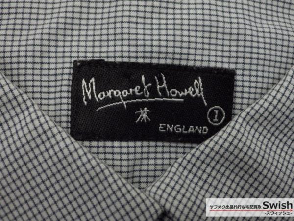 A567□MHL マーガレットハウエル□チェック 半袖シャツ 1 白紺 