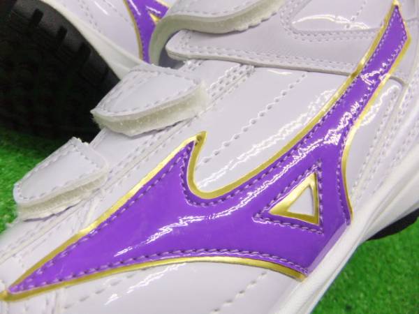 ミズノ2016★別注トレシュ/ミッド/ベルト★白x紫x金 27.0cm