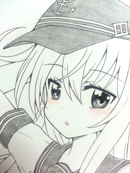 手描きイラスト 艦これ 響 B5 猫耳レオタードのオマケ付(手描き